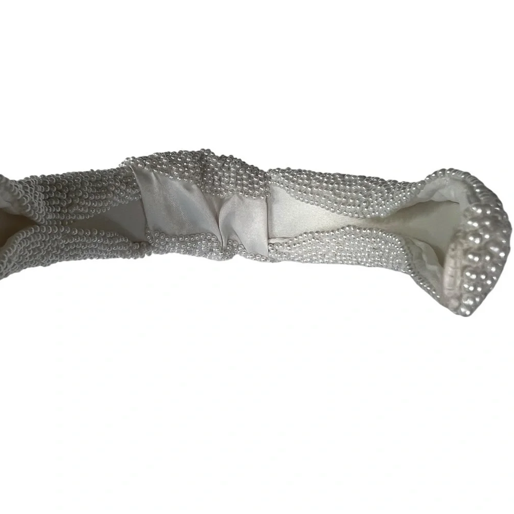 J. Crew White Beaded Knot Headband